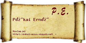 Pákai Ernő névjegykártya